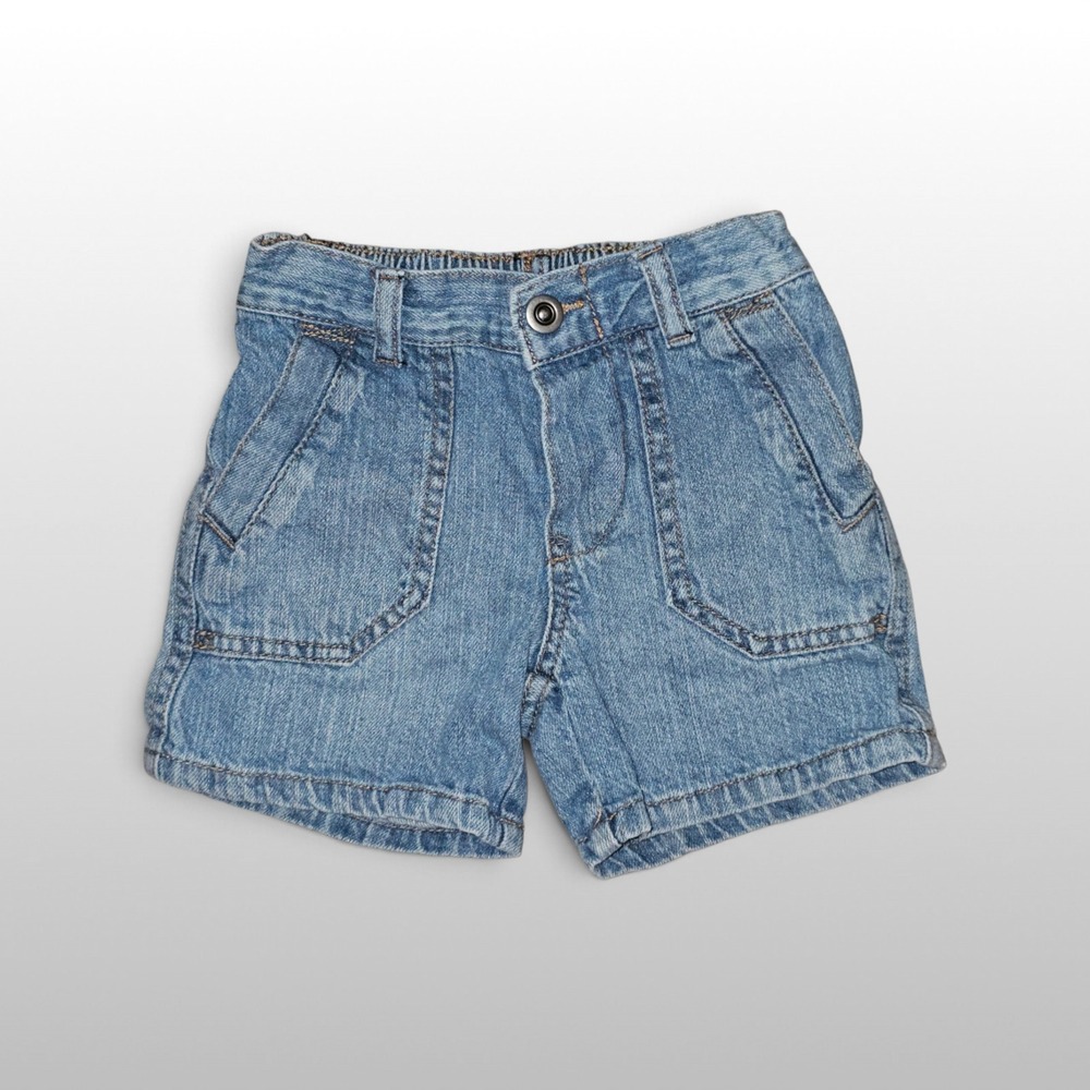 Kids Cherokee Denim Shorts Elastic Waist Casual Light Wash 12M Bottoms